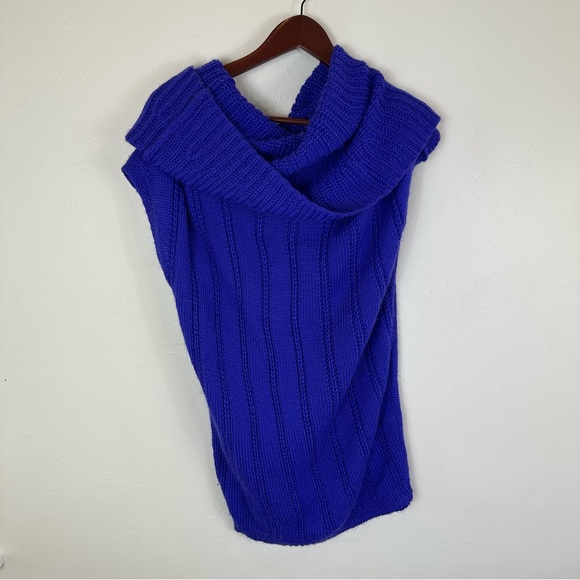 Ella Moss Knit Blue Cowl Neck Sleeveless Sweater S - Picture 1 of 3